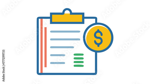 Clipboard with dollar coin symbol representing budget planning