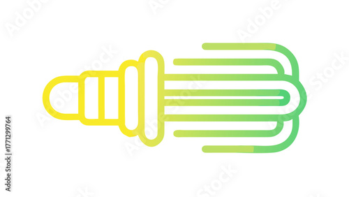 Energy saving light bulb icon emitting green light