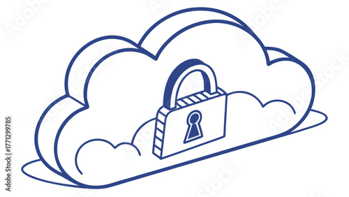 Cloud with Padlock Symbolizing Data Security and Protection