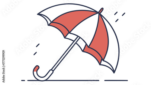 Red and White Umbrella Icon Showing Protection from Rain