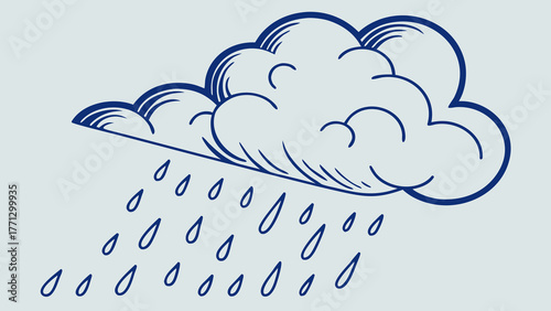 Cloud with rain vector icon simple weather illustration