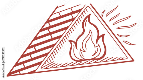 A fire icon with flame inside a triangle shape