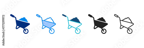 Wheelbarrow Icon Set Multiple Style Vector Illustration. 
