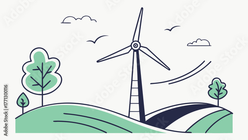 Wind Turbine generating power in a natural environment