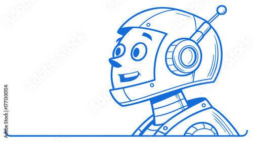 Smiling Robot Chatbot Icon for Digital Communication Design