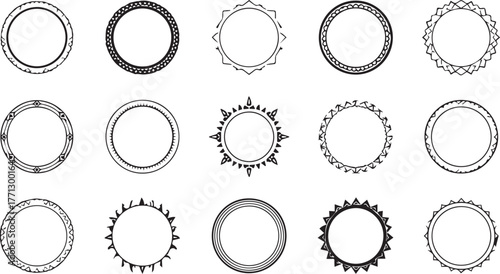 Hand Drawn Decorative Circle Frames Set  Vector Doodle Round Borders Collection