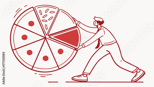 Businessman holding a pie chart icon for data visualization