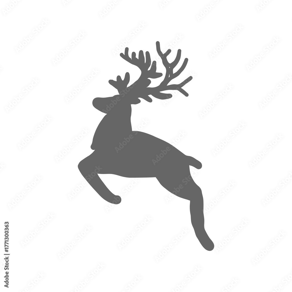 Obraz premium Jumping Reindeer Silhouette クリスマスに跳ねるトナカイのシルエットイラスト 