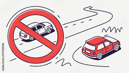 No Overtaking Sign with Car Symbolizing Traffic Regulations