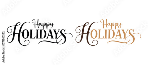 Happy holiday festive text typography vector illustration on white background.