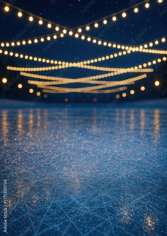 Fototapeta premium Twinkling lights over ice