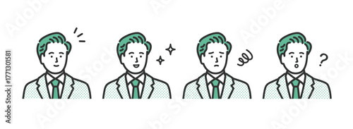 ビジネスマン　男性の表情アイコンイラストセット