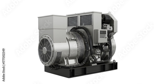 A powerful generator isolated on transparent background, ready to provide electricity