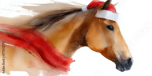horse with christmas tree