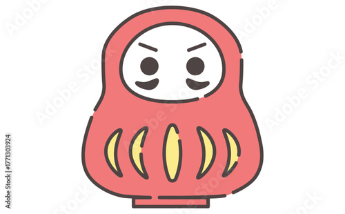 Lucky Daruma 赤いだるまの縁起の良いかわいいイラスト