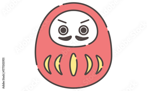 Lucky Daruma 赤いだるまの縁起の良いかわいいイラスト