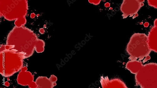 赤い液体の模様の動画　ホラーっぽいアートテクスチャ