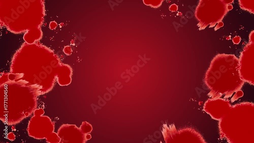 赤い液体の模様の動画　ホラーっぽいアートテクスチャ