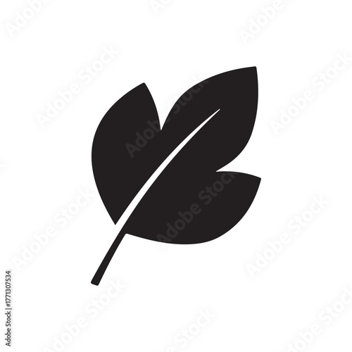 Simple black leaf icon design on a white background