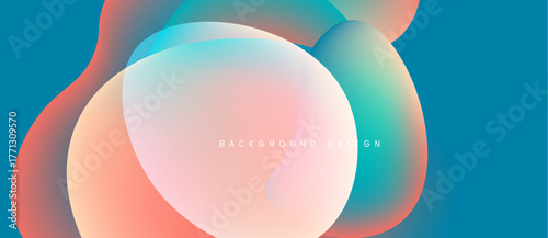 Abstract fluid shapes overlap, creating vibrant color gradients. Soft hues blend seamlessly, forming modern background design.