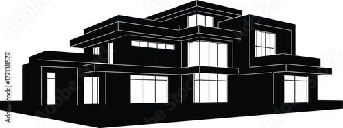 Modern house design in black and white showcasing architectural elegance and style
