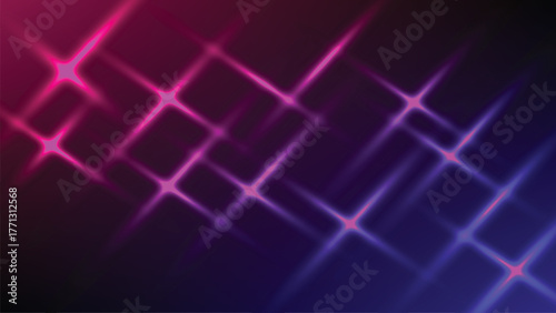 Abstract Light Sparking Background in Purple, and Blue Colors. Vector illustration of vibrant neon starbursts on a trendy gradient background