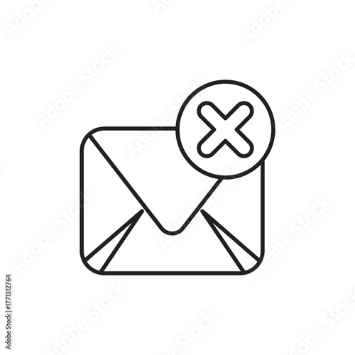 Mail Cross Icon, Invalid Email Marker for SaaS UI Assets.