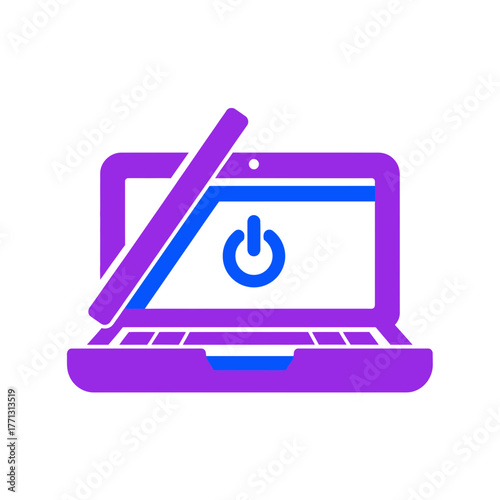 Laptop Power Icon Modern Tech Illustration for Web and App Design with Minimalist Style