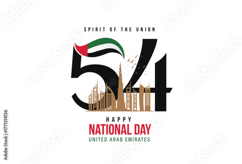 Dubai city on hand 3d concept background. amazing city skyline with luxury skyscrapers at sunrise, United Arab Emirates 54th national day.