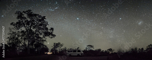 Campervan under a sky full of stars in Australia