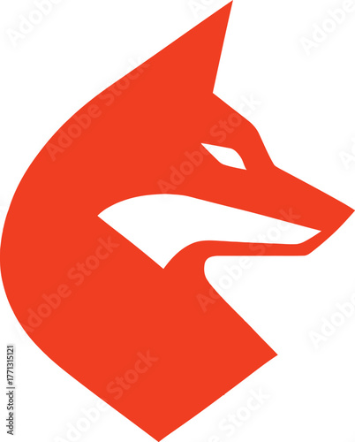 Minimalist Geometric Fox Head Animal Mascot Logo
