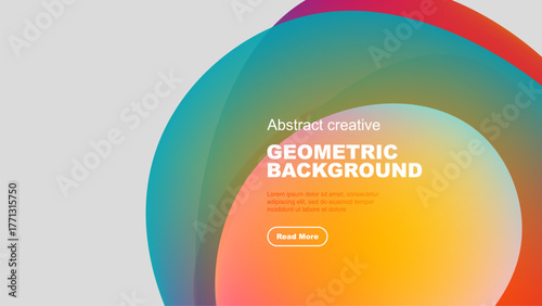 Abstract colorful design. Overlapping circles create vibrant gradient effect. Text promotes further exploration. Simple, modern aesthetic.