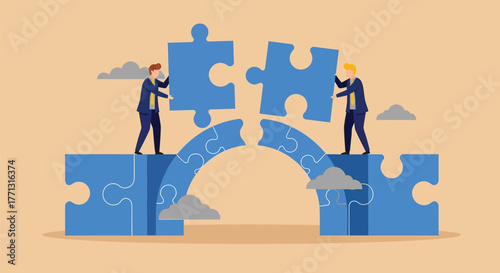 Business teamwork collaboration puzzle solution partnership strategy idea