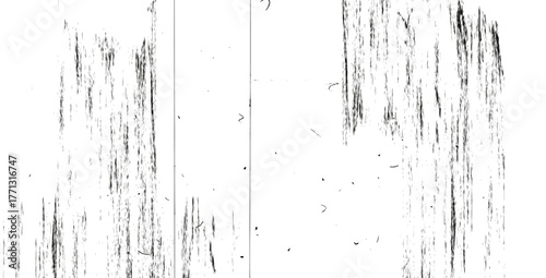 Film black and white old textured overlay. Distressed rough photo effect. Old filter frame. Grunge texture with dust, scratches and grit stripes. Vector transparent retro decoration.