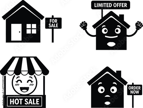 Real estate market trends and housing sales offers vector illustration