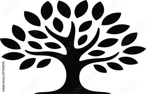 Tree of Life Icon Silhouette - Nature Growth and Environmental Vector