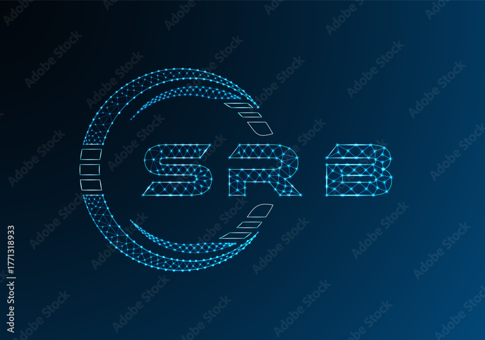 Fototapeta premium SRB low poly letter logo vector design. SRB lower poly logo design. Low poly logo.