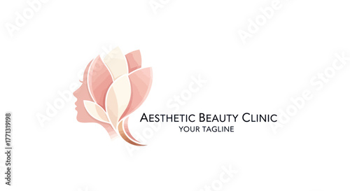 Elegant logo design for an aesthetic beauty clinic with a womans profile.