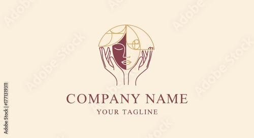 Abstract Human Face and Hands Logo Design for Company Branding.