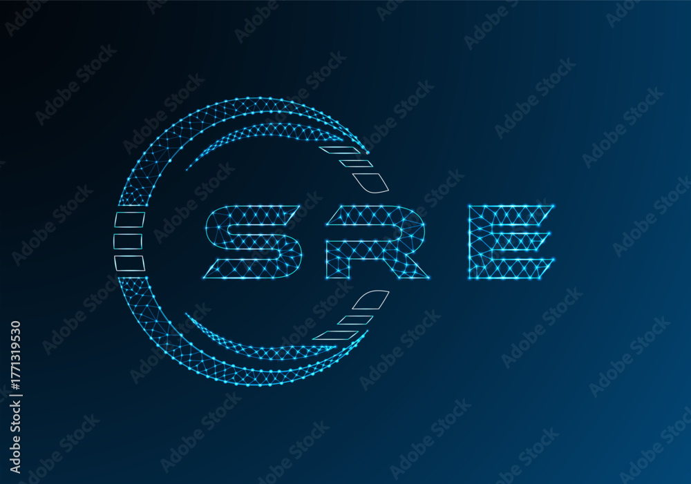 Obraz premium SRE low poly letter logo vector design. SRE lower poly logo design. Low poly logo.