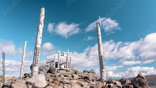 Canvas Print Kurumayama Shrine under a Clear Blue Sky