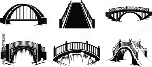 Photos Bridge silhouette, architectural design, vector illustration, pedestrian bridge,