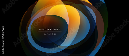 Abstract design features overlapping colorful circles. Gradient hues create dynamic visual effect. Modern, stylish background element.