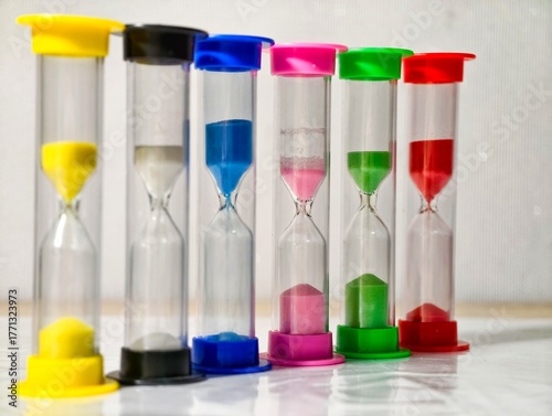 Hourglass 
They consist of two glass flasks connected by a narrow neck. Time is measured by the flow of sand from the upper flask to the lower one under the force of gravity.
