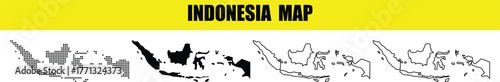 Hand made Indonesia map vector illustration different styles and variations for infographic and design element