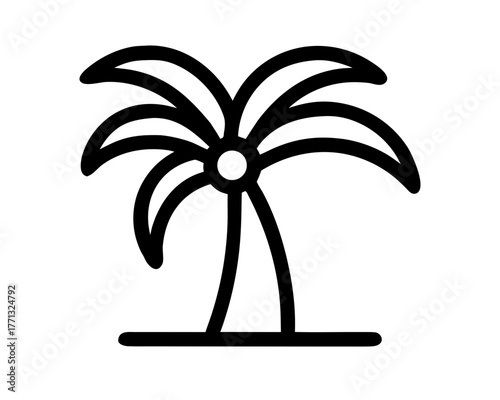 Exotic Tropical Plant Vector – Palm, Sea, Ocean, Nature & Relaxation Symbol