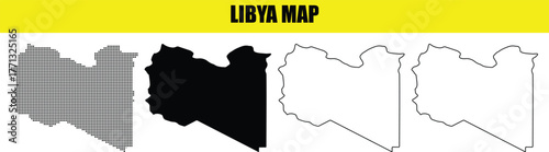 Hand made Libya map in different styles vector illustration for infographic and design element isolated on white background