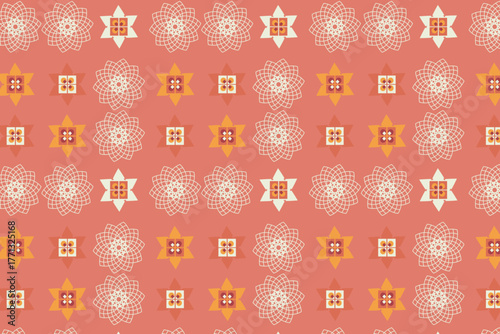 A modern Moroccan geometric seamless pattern blending traditional star and polygon motifs with smooth color for elegant cultural interiors and textile designs