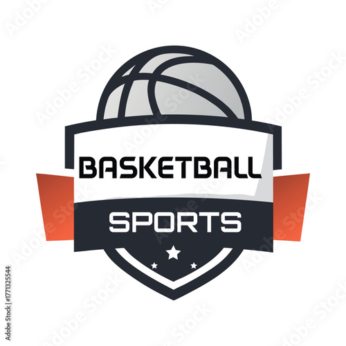Shield Emblem Basketball Sports Logo
