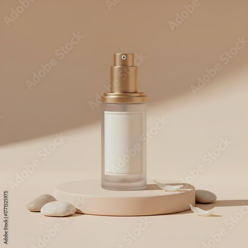 Wallpaper Mural Luxury Cosmetic Bottle on Beige Background with Shadows Torontodigital.ca